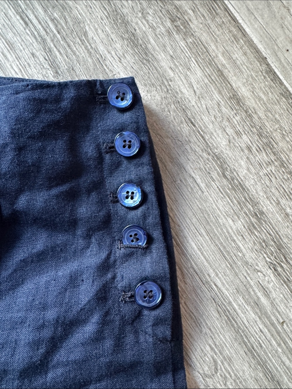 Talbots linen Navy Wide-Leg Pants with side button NWT - Picture 7 of 11